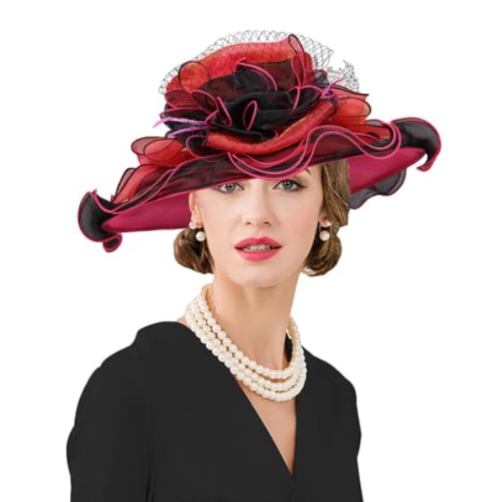 Kentucky Derby Church Dress Hat for Women Fuchsia Line